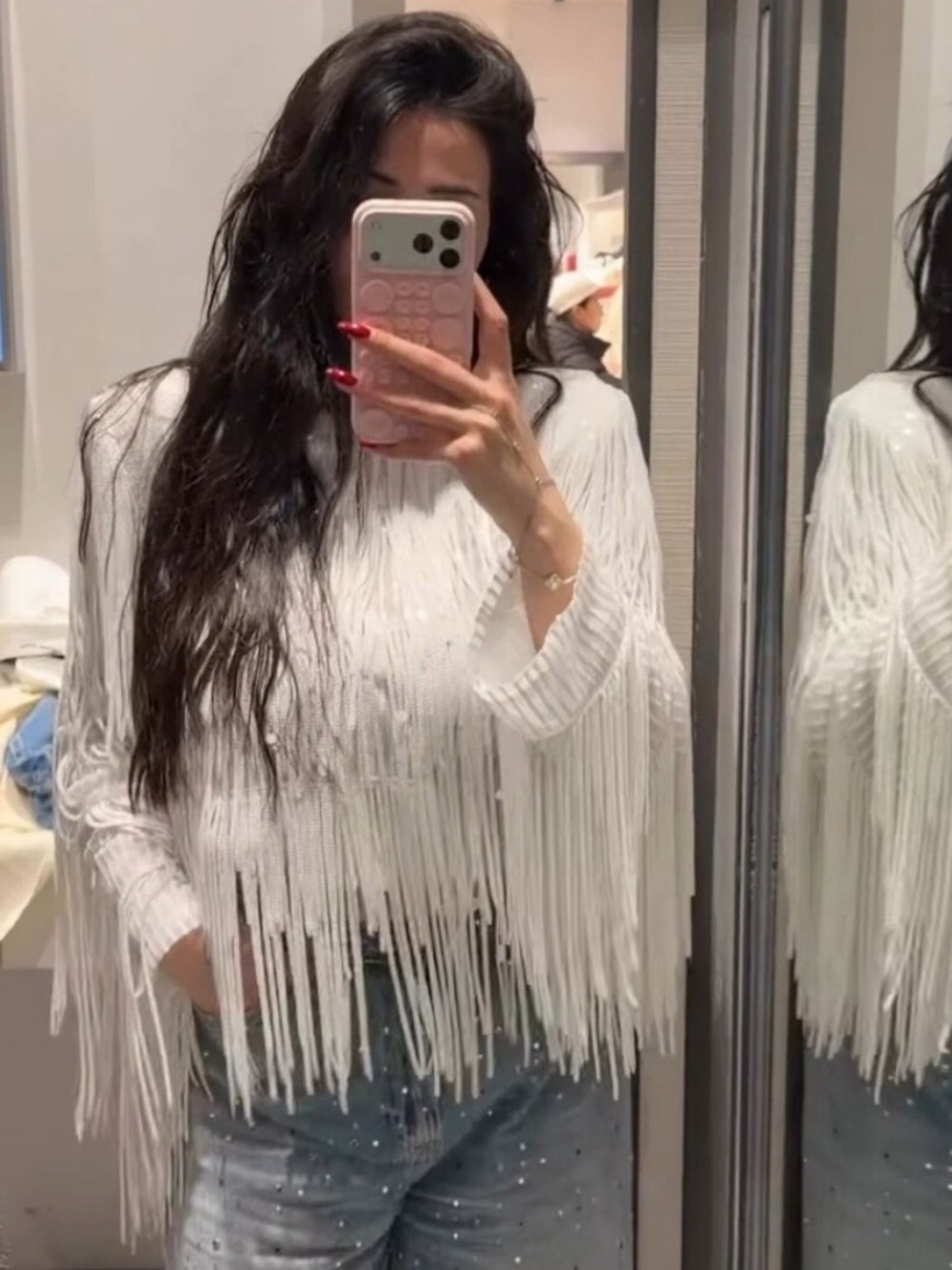 ZARA SEQUIN FRINGE JACKET - Picture 7 of 16